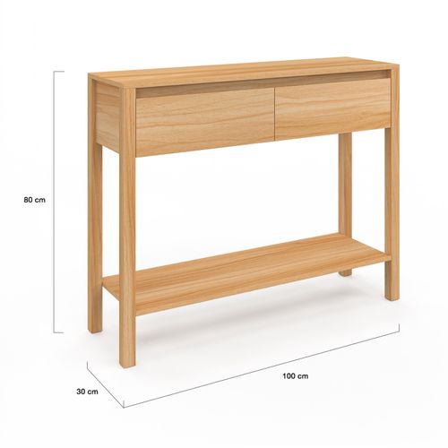 Console 2 Tiroirs Toscane 1 Étagère Effet Teck
