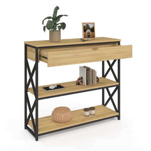 Console 1 Tiroir Wayne 2 Étagères Design Industriel