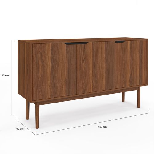 Buffet Vintage 140 Cm Viggo 3 Portes Effet Noyer