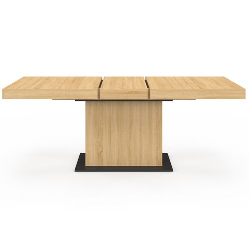 Table à Manger Extensible Rectangle Eden 6-10 Personnes Bois Et Socle Noir 160-200 Cm