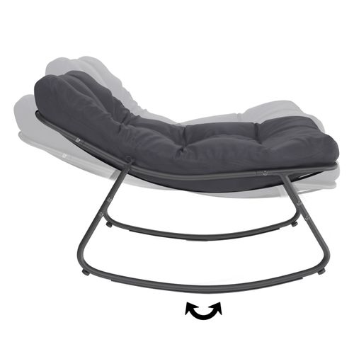 Lot De 2 Fauteuils De Jardin à Bascule Arona Gris Anthracite Coussin Gris