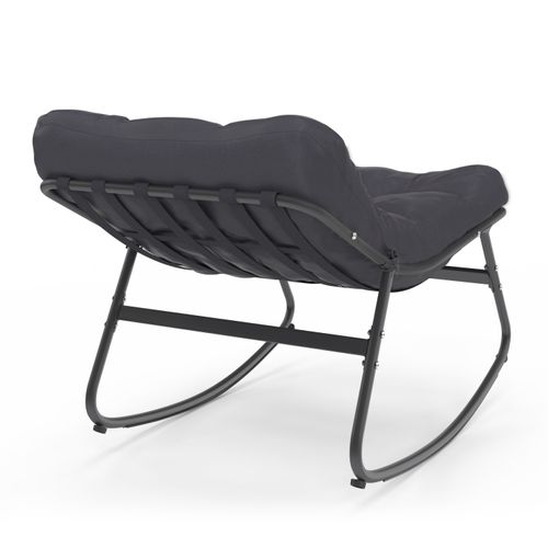 Lot De 2 Fauteuils De Jardin à Bascule Arona Gris Anthracite Coussin Gris