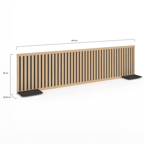 Tête De Lit Suspendue En Lattes Verticales Aria 240 Cm Et Étagères Bois Et Noir