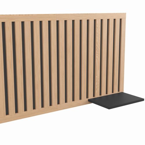 Tête De Lit Suspendue En Lattes Verticales Aria 240 Cm Et Étagères Bois Et Noir