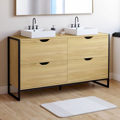 Meuble Double Vasque Salle De Bain Detroit 4 Tiroirs Design Industriel
