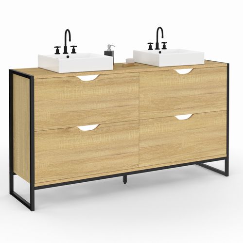Meuble Double Vasque Salle De Bain Detroit 4 Tiroirs Design Industriel