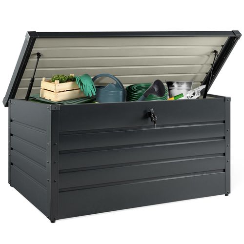 Coffre De Rangement Métal Verrouillable Gris Anthracite Pour Jardin 810l