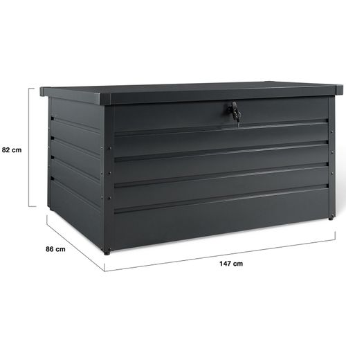 Coffre De Rangement Métal Verrouillable Gris Anthracite Pour Jardin 810l