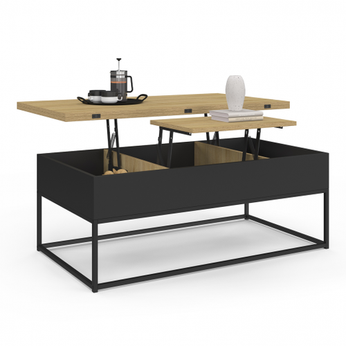 Table Basse Rectangulaire Relevable Convertible En Table à Manger Boston Design Industriel