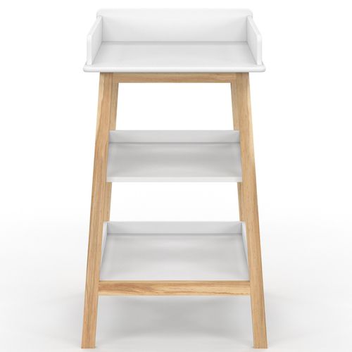 Table à Langer Mahe Avec 2 Étagères Façon Hêtre Et Blanc