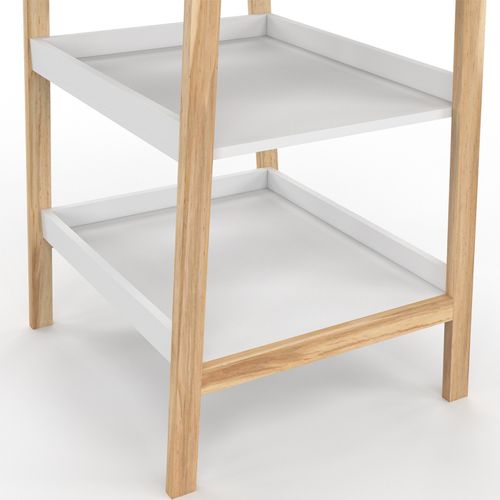 Table à Langer Mahe Avec 2 Étagères Façon Hêtre Et Blanc