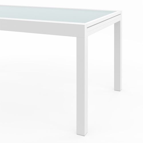 Salon De Jardin Madrid Table Extensible 135-270 Cm Et 12 Chaises Empilables Blanc Et Beige