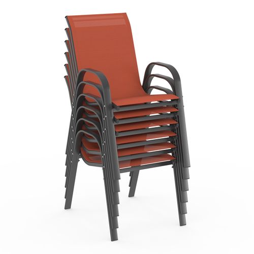 Salon De Jardin Madrid Table 240 Cm Et 10 Chaises Empilables Terracotta
