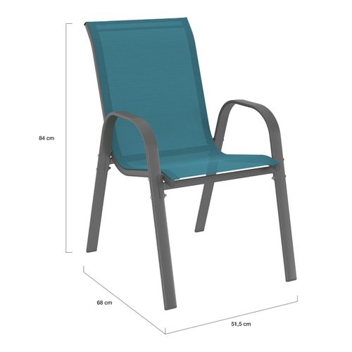 Salon De Jardin Madrid Table 150 Cm Et 6 Chaises Empilables Bleu Canard