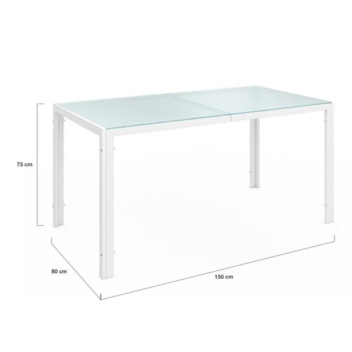 Salon De Jardin Madrid Table 150 Cm Et 6 Chaises Empilables Blanc Et Beige