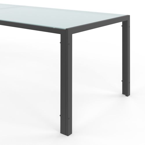 Salon De Jardin Madrid Table 150 Cm Et 6 Chaises Empilables Gris Anthracite Plateau Clair