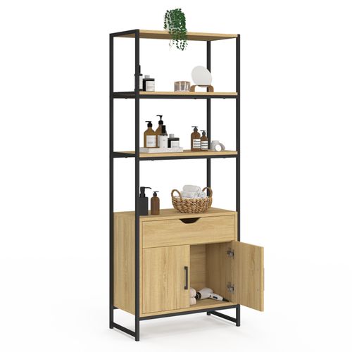 Meuble De Rangement Salle De Bain Detroit 3 Étagères 1 Placard 1 Tiroir Design Industriel
