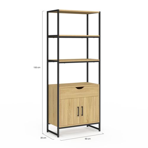 Meuble De Rangement Salle De Bain Detroit 3 Étagères 1 Placard 1 Tiroir Design Industriel