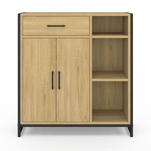 Meuble De Rangement Salle De Bain Detroit 1 Tiroir 2 Portes Placard Et Étagères Design Industriel