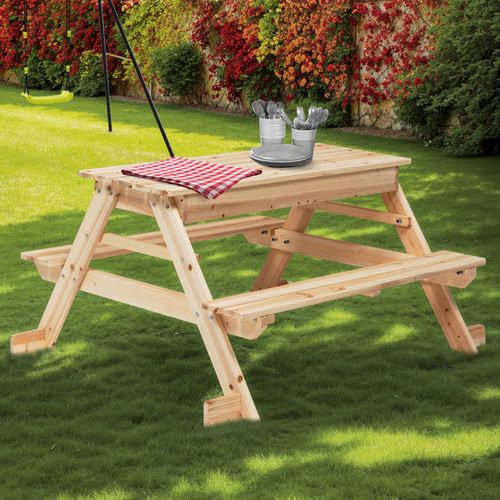 Table De Pique-nique Foody Bois Pour Enfants Avec Bac à Sable Intégré