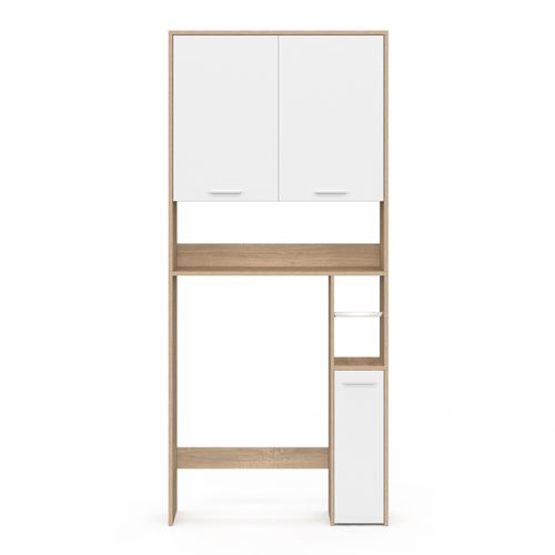 Meuble Étagère Dessus Wc Wallis Bois Façon Hêtre Et Blanc