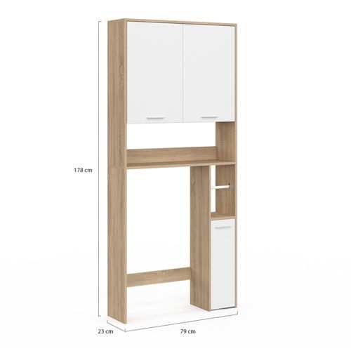 Meuble Étagère Dessus Wc Wallis Bois Façon Hêtre Et Blanc