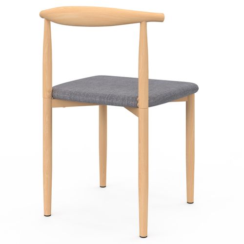 Lot De 6 Chaises Noe En Imitation Bois Et Assise En Tissu Gris Clair Pour Salle à Manger