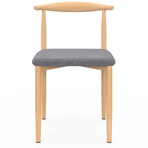 Lot De 6 Chaises Noe En Imitation Bois Et Assise En Tissu Gris Clair Pour Salle à Manger