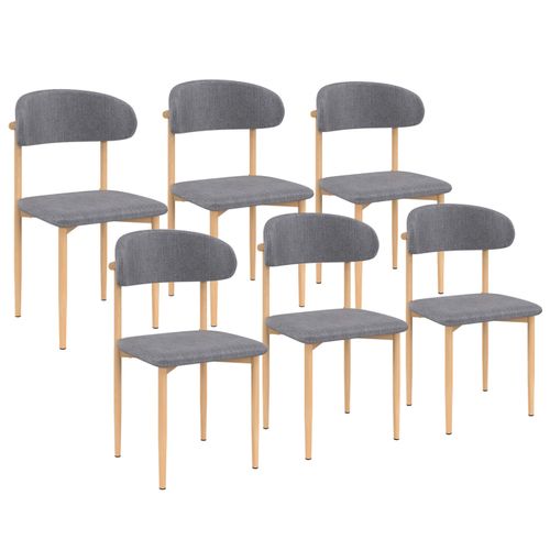Lot De 6 Chaises Scandinaves Celestine En Tissu Gris Clair Effet Chiné Pour Salle à Manger