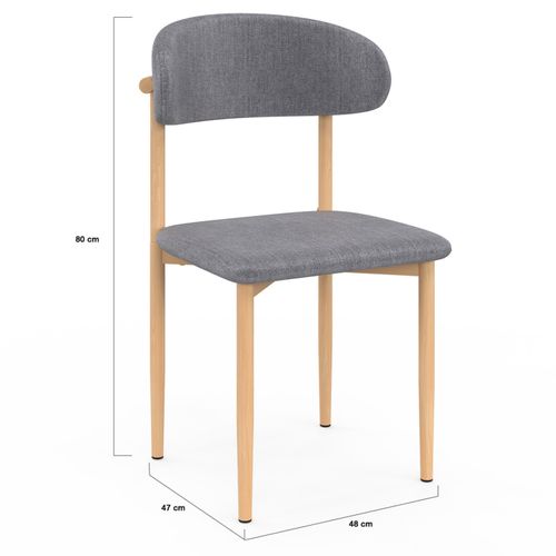 Lot De 6 Chaises Scandinaves Celestine En Tissu Gris Clair Effet Chiné Pour Salle à Manger