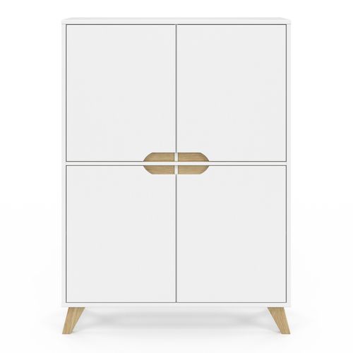Meuble De Rangement 4 Portes Helsinki Scandinave Blanc