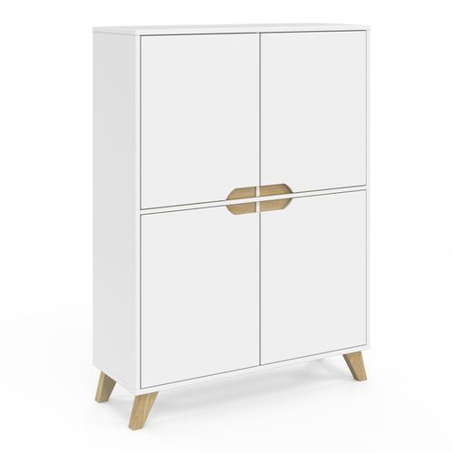 Meuble De Rangement 4 Portes Helsinki Scandinave Blanc
