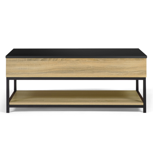 Table Basse Plateau Relevable Rectangulaire Boston 100 Cm Et Étagère Inférieure Design Industriel