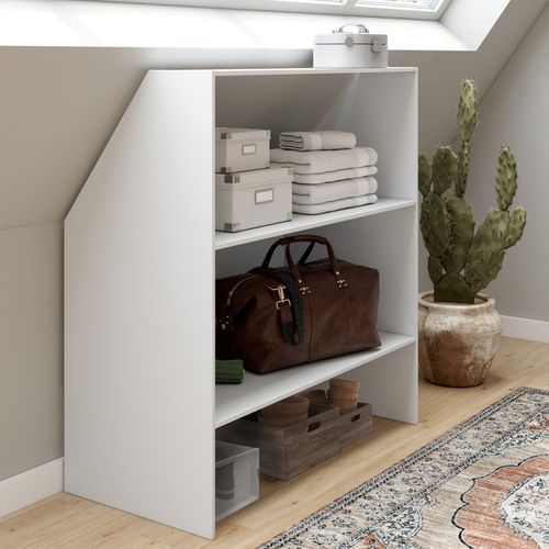 Bibliothèque Sous Pente 2 Niveaux Tomi 100 X 50 X 70/110 Cm Blanc