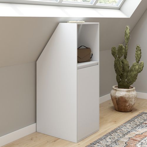 Armoire Sous Pente 1 Porte Et 1 Niche Tomi 40 X 50 X 70/110 Cm Blanc