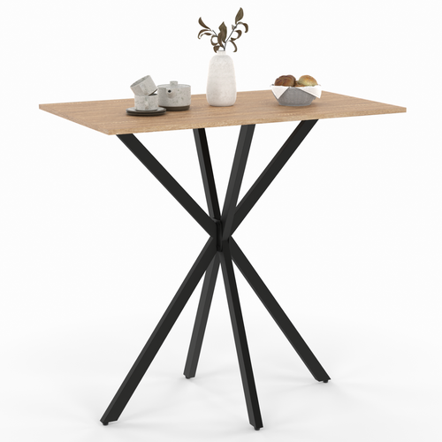 Table Haute De Bar Rectangulaire Alix Pied Araignée Bois Et Noir 100 Cm