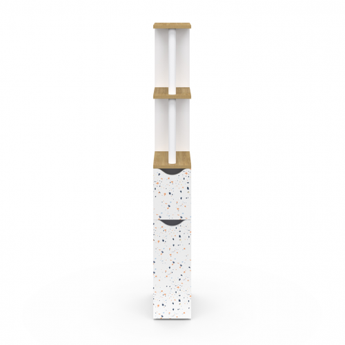 Meuble Wc Étagère Willy 2 Portes Motif Terrazzo Et Hêtre