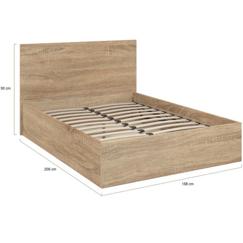 Lit Coffre Double Seaside Avec Tête De Lit Et Sommier 160 X 200 Cm Façon Hêtre