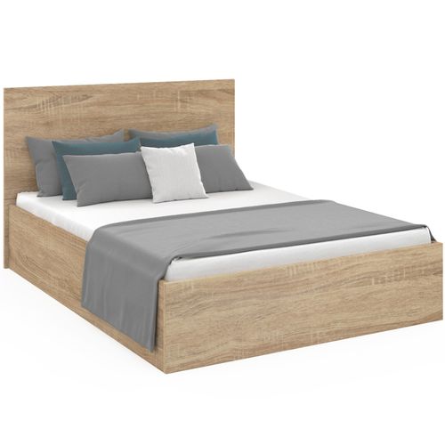 Lit Coffre Double Seaside Avec Tête De Lit Et Sommier 160 X 200 Cm Façon Hêtre