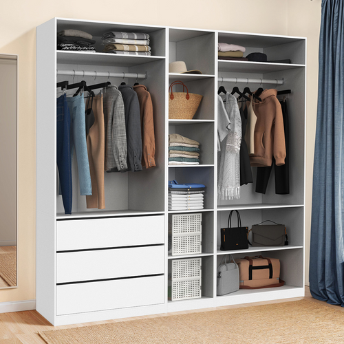 Dressing Modulable Taylor 200 X 55 X 200 Cm 3 Modules Avec Penderies + Étagères + Tiroirs Blanc - Kit dressing BUT