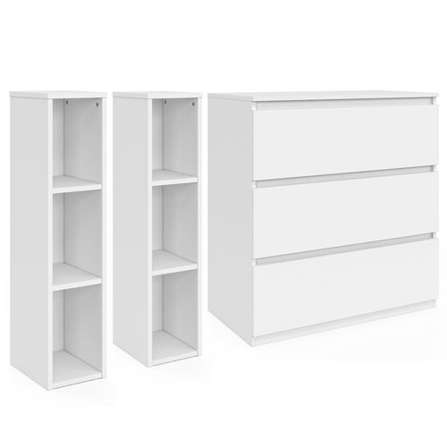 Commode à Langer Évolutive Ambre Blanc 3 Tiroirs Table à Langer Et 2 Étagères Amovibles