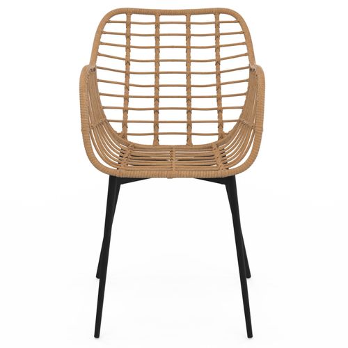 Lot De 2 Chaises De Salle à Manger, Fauteuils De Table Summer Effet Rotin Pied Métal Noir