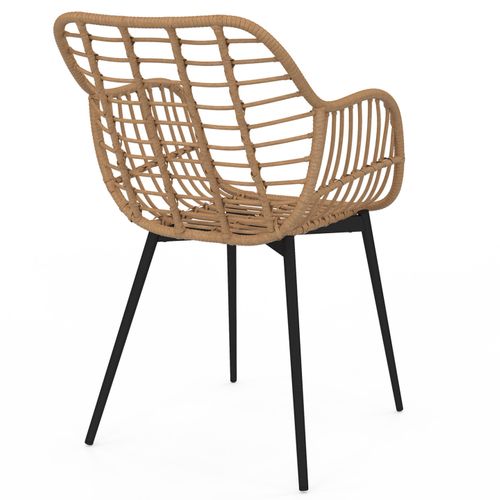 Lot De 2 Chaises De Salle à Manger, Fauteuils De Table Summer Effet Rotin Pied Métal Noir