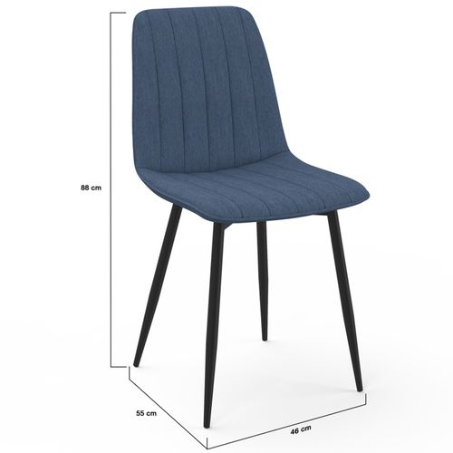 Lot De 6 Chaises Mira En Tissu Bleu Pour Salle à Manger