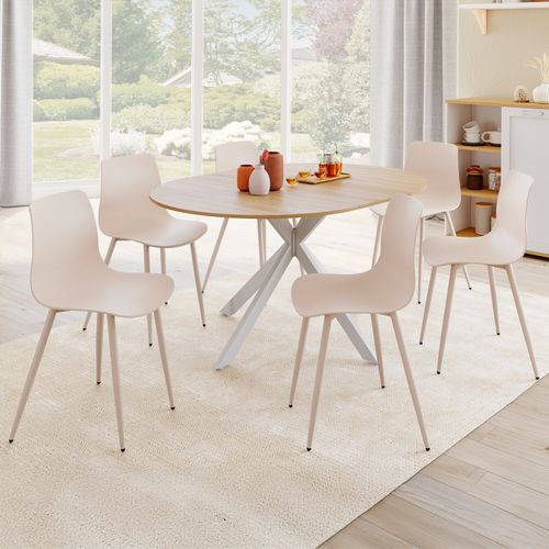 Lot De 6 Chaises Kiara Beige Avec Pieds En Métal