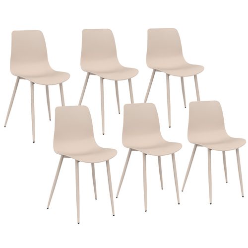 Lot De 6 Chaises Kiara Beige Avec Pieds En Métal