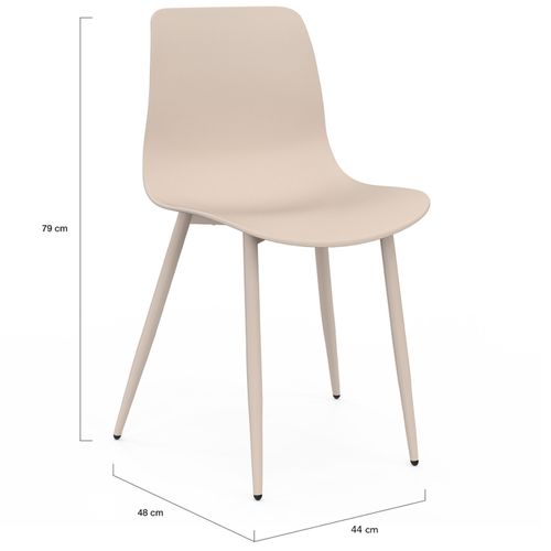 Lot De 6 Chaises Kiara Beige Avec Pieds En Métal