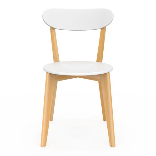 Lot De 4 Chaises Scandinaves Freja Bicolore Blanc Et Bois Pour Salle à Manger