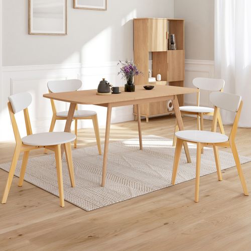 Lot De 4 Chaises Scandinaves Freja Bicolore Blanc Et Bois Pour Salle à Manger
