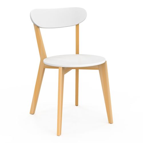 Lot De 4 Chaises Scandinaves Freja Bicolore Blanc Et Bois Pour Salle à Manger
